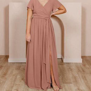 Revelry Harper Chiffon Faux Wrap Dress - Desert Rose